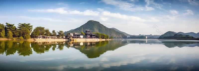 平静湖面户外景色景点老建筑物实拍摄影图,高清,摄影图,摄影图片,图片大全,摄影图免费下载